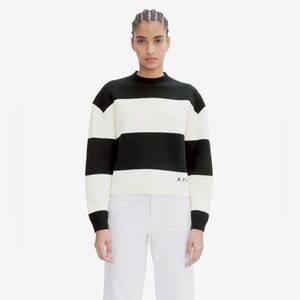 A.P.C. Penny Sweater - 100% wool Black and White Striped - size M
